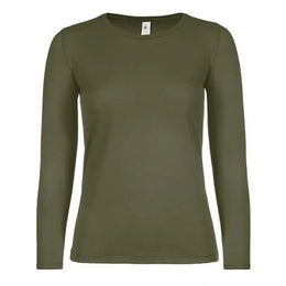 B&C dames-T-shirt met lange mouwen, Donkerolijfgroen - 24BCTW06T