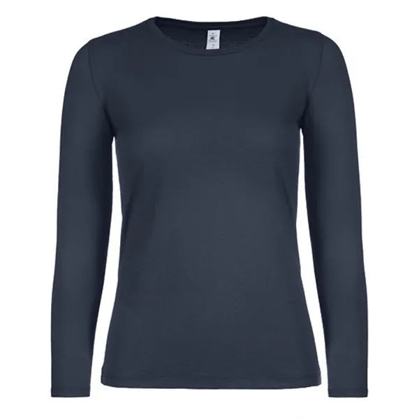 B&C dames-T-shirt met lange mouwen, Marineblauw - 24BCTW06T