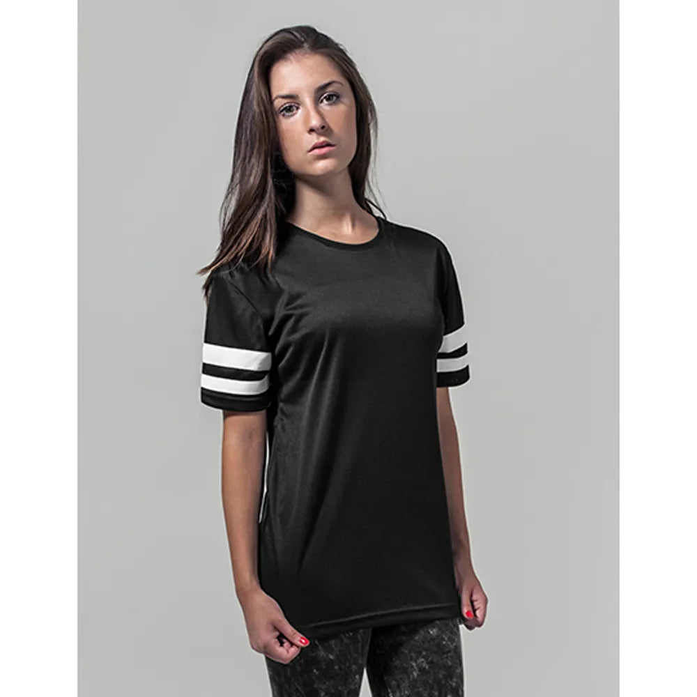 Build Your Brand T-shirt met gestreepte mouwen sfeerbeeld, Zwart - 24BY033