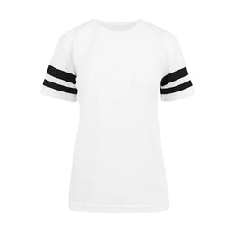 Build Your Brand T-shirt met gestreepte mouwen, Wit - 24BY033