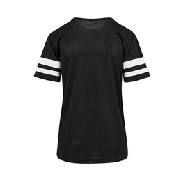 Build Your Brand T-shirt met gestreepte mouwen, Zwart - 24BY033