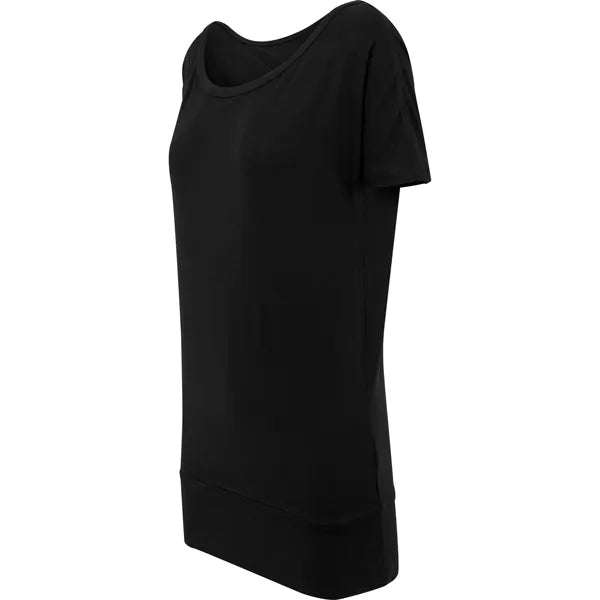 Build Your Brand lang dames-T-shirt detail, Zwart - 24BY040