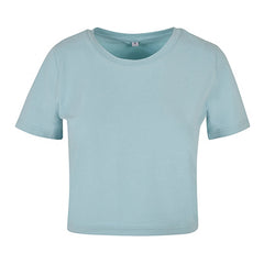 Build Your Brand Dames Ladies' Cropped Tee - Lichtblauw