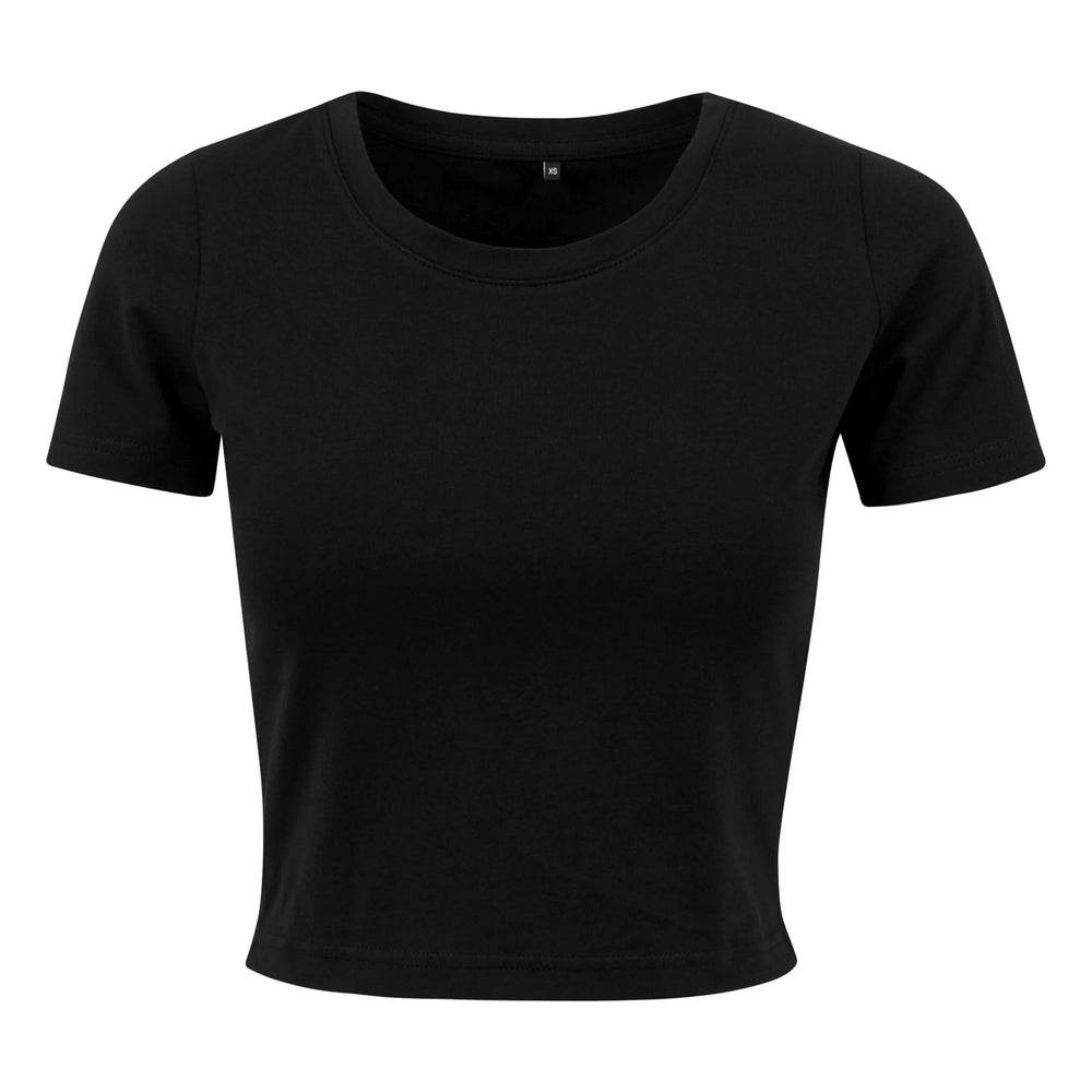 Build Your Brand cropped dames-T-shirt voorzijde, Zwart - 24BY042