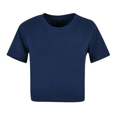 Build Your Brand Dames Ladies' Cropped Tee - Navy