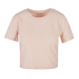 t-shirt crop top build your brand pink voorzijde 24by042