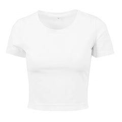 Build Your Brand Dames Ladies' Cropped Tee - Wit