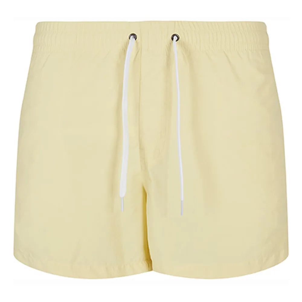 zwembroek short build your brand soft yellow voorzijde 24by050