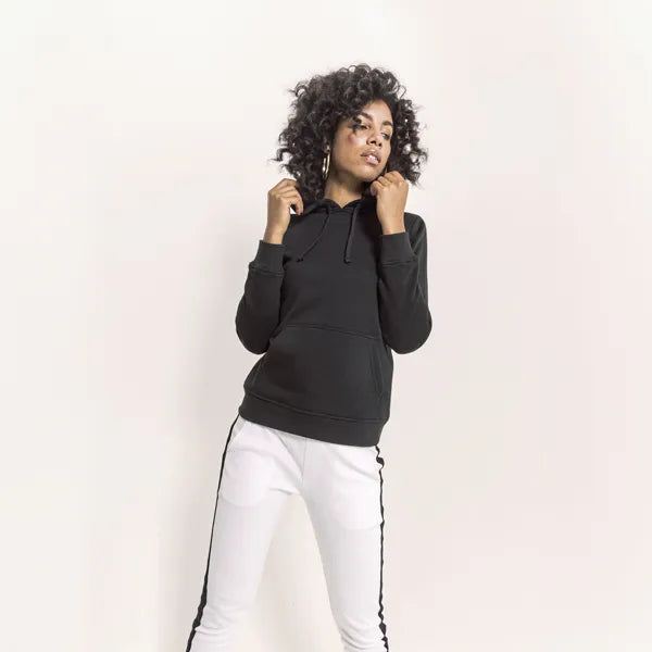 hoodie dames build your brand zwart sfeer foto 24by087