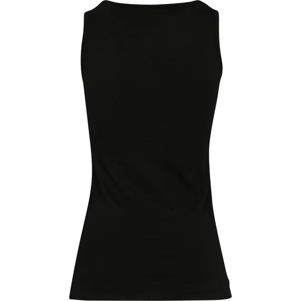 lange tanktop getailleerd build your brand zwart achterzijde 24by089