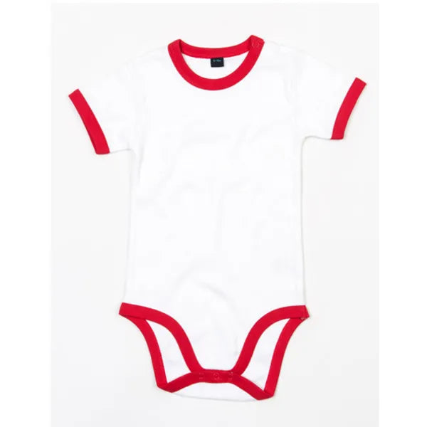 Romper van katoen voor baby's, Wit en rood - 24BZ19