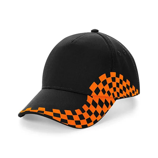 Sportcap met geblokt patroon, Zwart en oranje - 24CB159