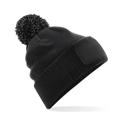 Patch Beanie Snowstar met Pompom - Zwart