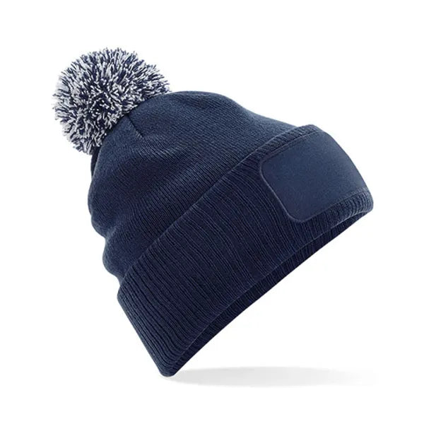 Patch beanie snowstar met pompom, Marineblauw - 24CB443