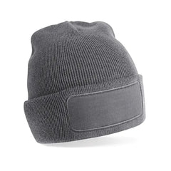 Zachte Acryl Beanie met Katoenen Twill Patch - Grijs