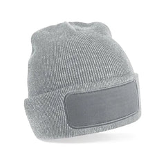 Zachte Acryl Beanie met Katoenen Twill Patch - Lichtgrijs