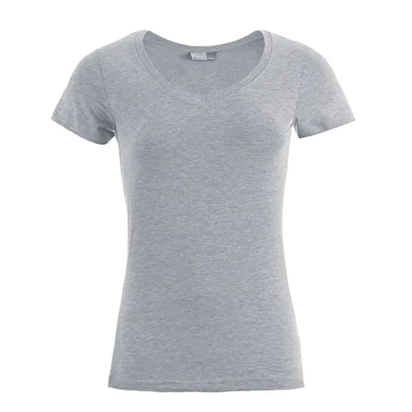 Promodoro dames-T-shirt met V-hals, Grijs gemêleerd - 24E3086