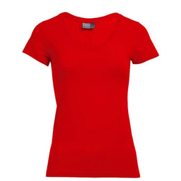 t-shirt slim fit v hals promodoro vuur rood voorzijde 24e3086