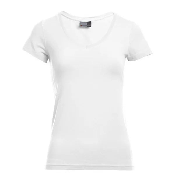 t-shirt slim fit v hals promodoro wit voorzijde 24e3086