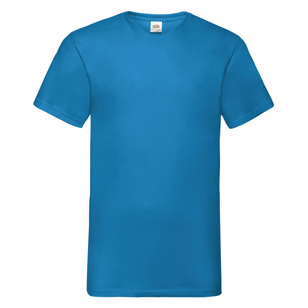 t shirt v hals fruit of the loom azuur blauw voorzijde 24f270