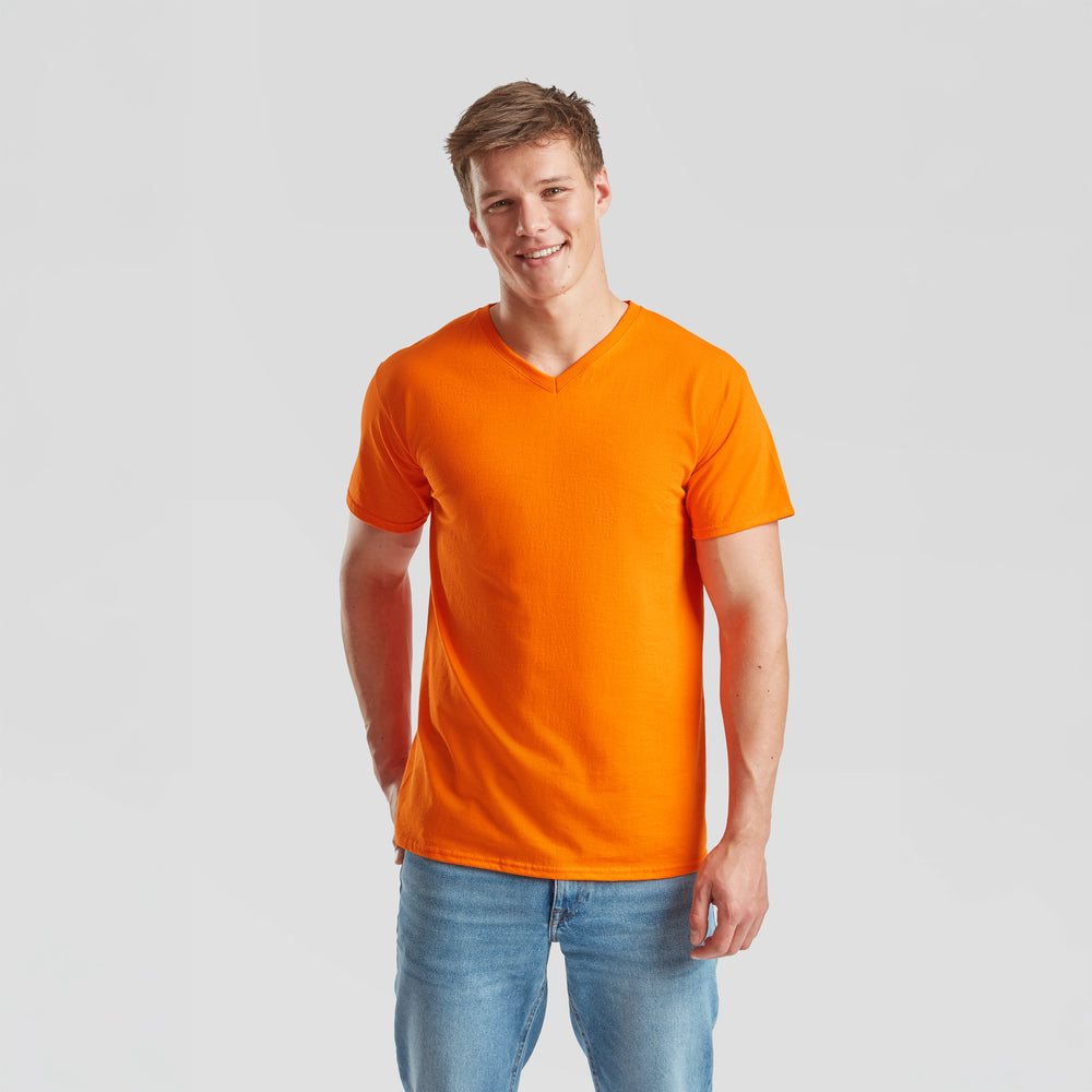 T-shirt V hals fruit of the loom oranje 24f270 vooraanzicht