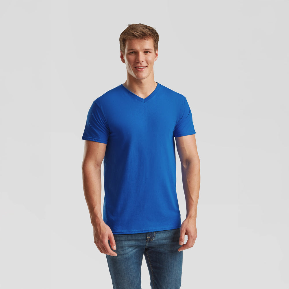 T-shirt V hals fruit of the loom royalblue 24f270 vooraanzicht
