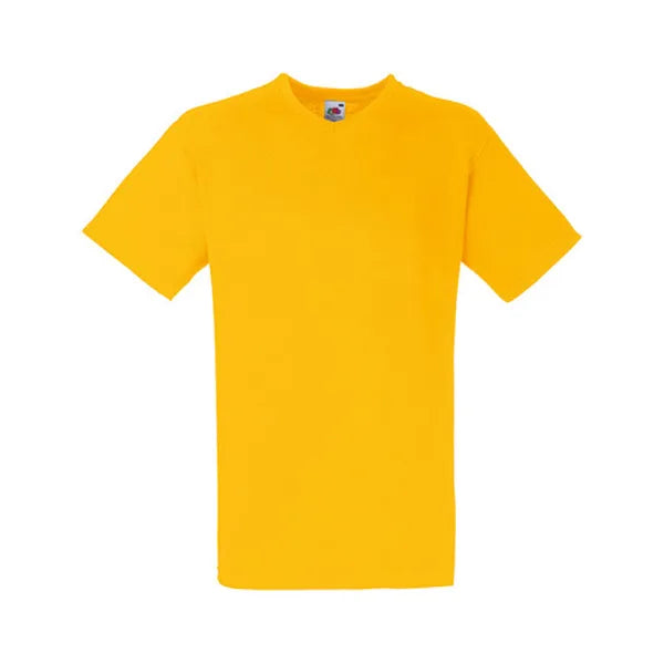 t shirt v hals fruit of the loom zonnebloem geel voorzijde 24f270
