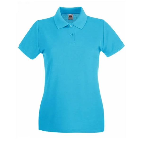 polo shirt premium fruit of the loom azuur blauw voorzijde 24f520