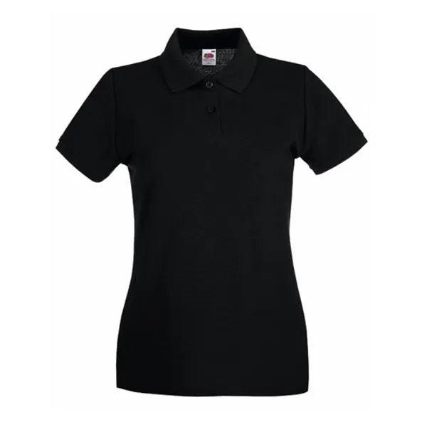 polo shirt premium fruit of the loom zwart voorzijde 24f520         