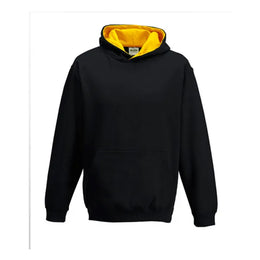 hooded kids varsity hoodie just hoods zwart geel voorzijde 24jh003k