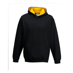 Kids Varsity Hoodie van Just Hoods Zwart-Geel