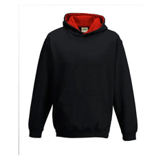 Kids Varsity Hoodie van Just Hoods Zwart-Rood