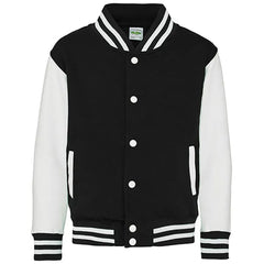 Kids Varsity Jacket van Just Hoods - Zwart Wit