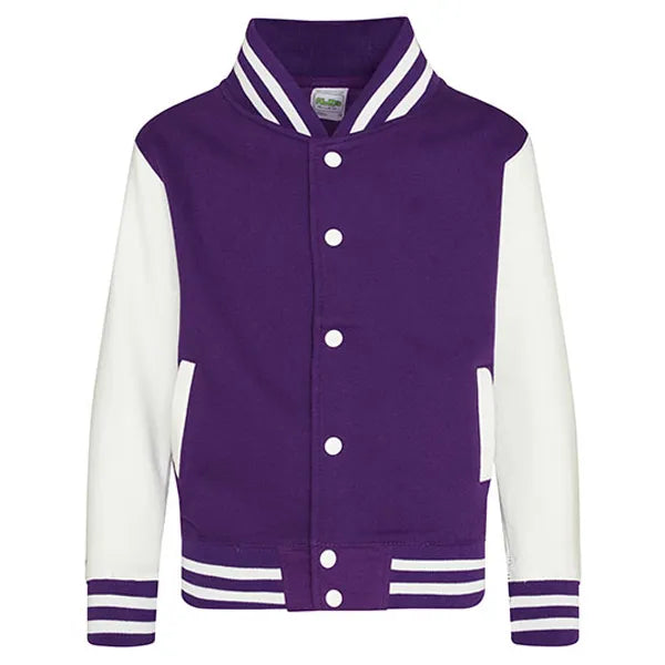 kids varsity jacket just hoods purple white voorzijde 24jh043k