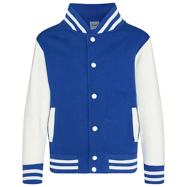 kids varsity jacket just hoods royal blue white voorzijde 24jh043k