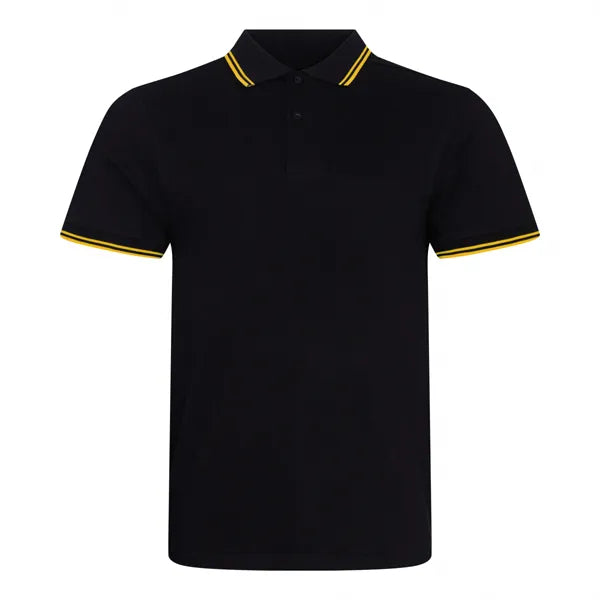 polo stretch tipped just polos zwart geel voorzijde 24jp003       