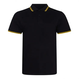 polo stretch tipped just polos zwart geel voorzijde 24jp003       