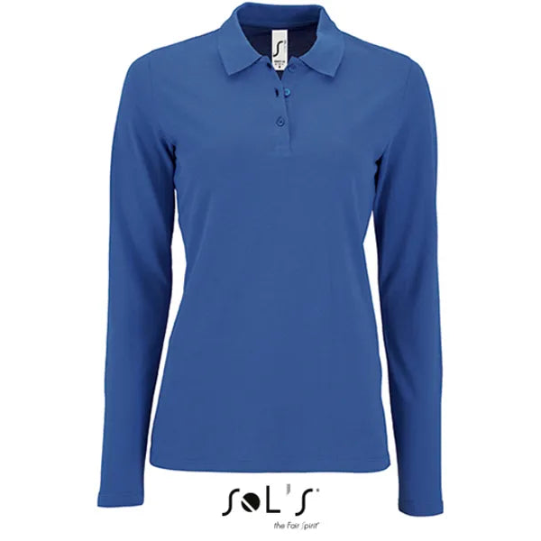 polo shirt lange mouwen sols royal blue voorzijde 24l02083