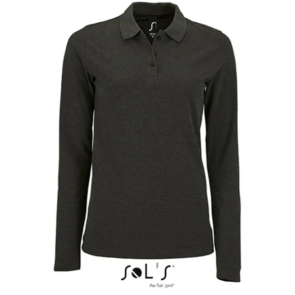 Sol's poloshirt met lange mouwen, Antraciet - 24L02083