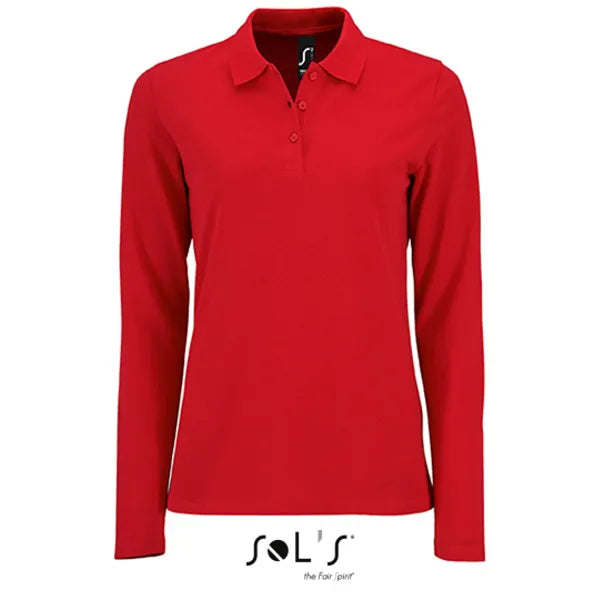 Sol's poloshirt met lange mouwen, Rood - 24L02083