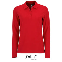 Polo Shirt met Lange Mouwen - Sol's Rood
