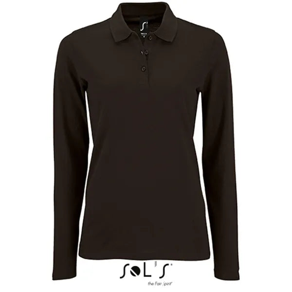 Sol's poloshirt met lange mouwen, Zwart - 24L02083