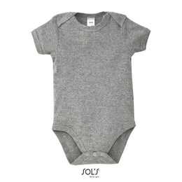 Sol's katoenen babyromper voorzijde, Grijs gemêleerd - 24L118