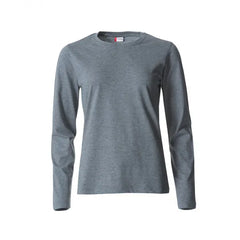 T-shirt Basic met Lange Mouwen van Clique - Melange Grijs