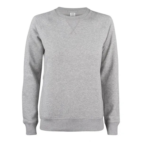 sweater premium roundneck ladies clique grijs melange voorzijde 26021001