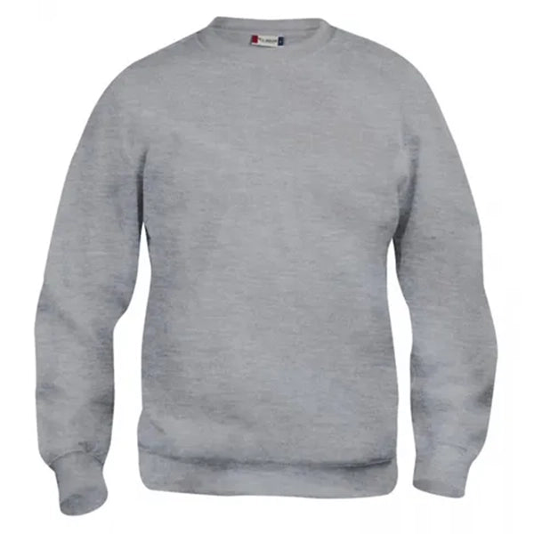   clique basic roundneck sweater melange grijs voorzijde 26021030
