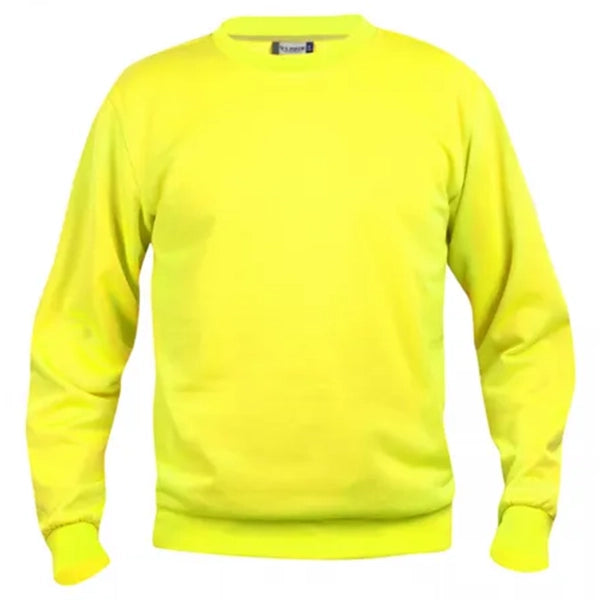 clique basic roundneck sweater signaal geel voorzijde 26021030