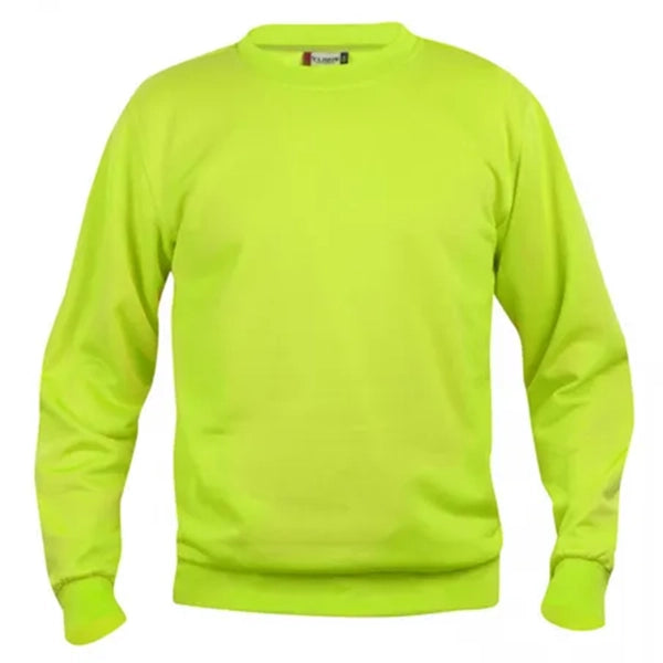 clique basic roundneck sweater signaalgroen voorzijde 26021030