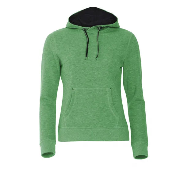 hoodie capuchon katoen polyester dames groenmelange voorzijde 26021042