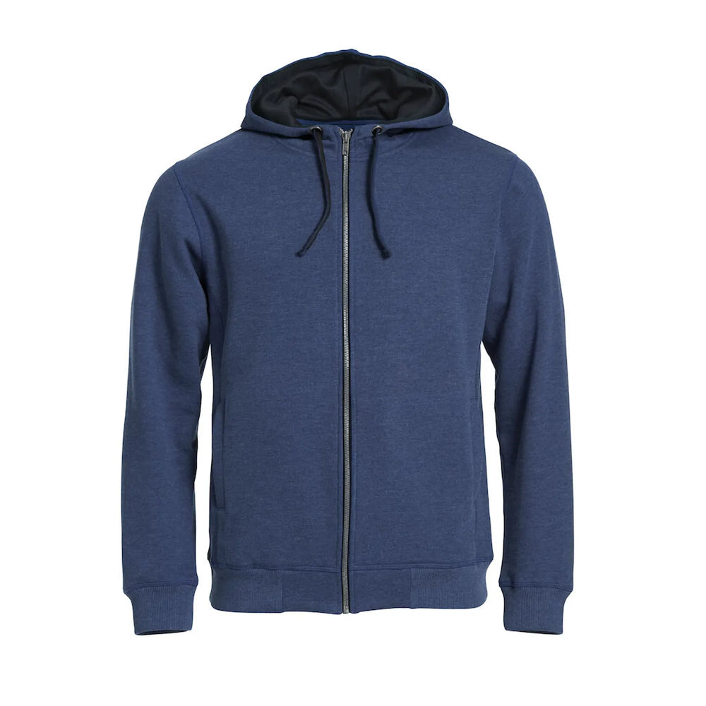 hoodie classic full zip clique blauw melange voorzijde 26021044